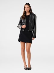 Forever New Black Melinda Faux Leather Bomber Jacket - Image 5 of 5