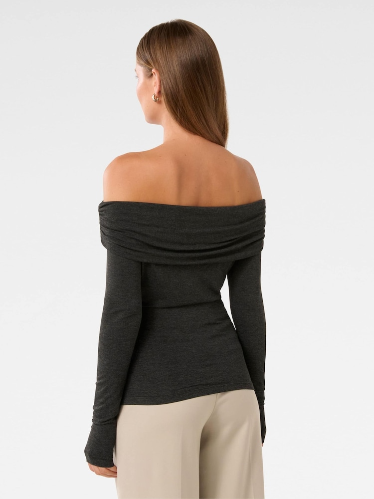 Forever New Grey Kyla Ruched Bardot Top - Image 2 of 5