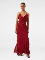 Forever New Red Kimberley Petite Low Back Ruffle Dress - Image 1 of 4