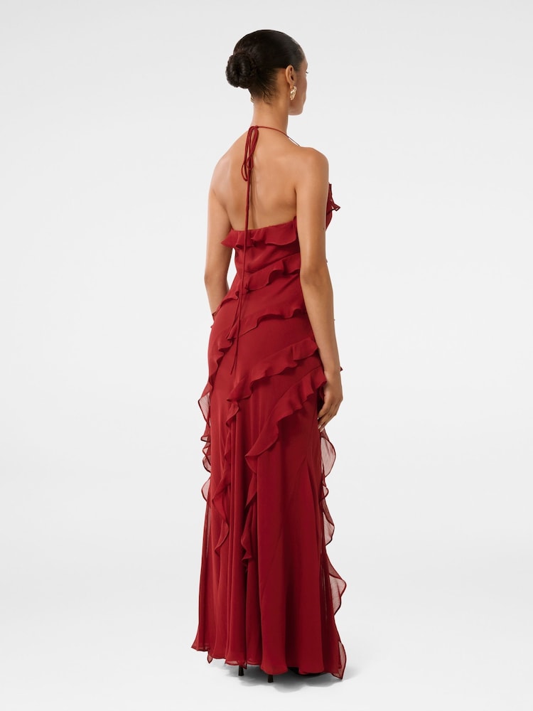 Forever New Red Kimberley Petite Low Back Ruffle Dress - Image 2 of 4