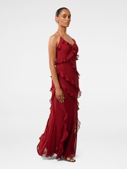 Forever New Red Kimberley Petite Low Back Ruffle Dress - Image 3 of 4