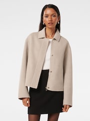 Forever New Cream Eden Petite Zip Through Felled Jacket - Image 1 of 5