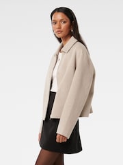 Forever New Cream Eden Petite Zip Through Felled Jacket - Image 4 of 5