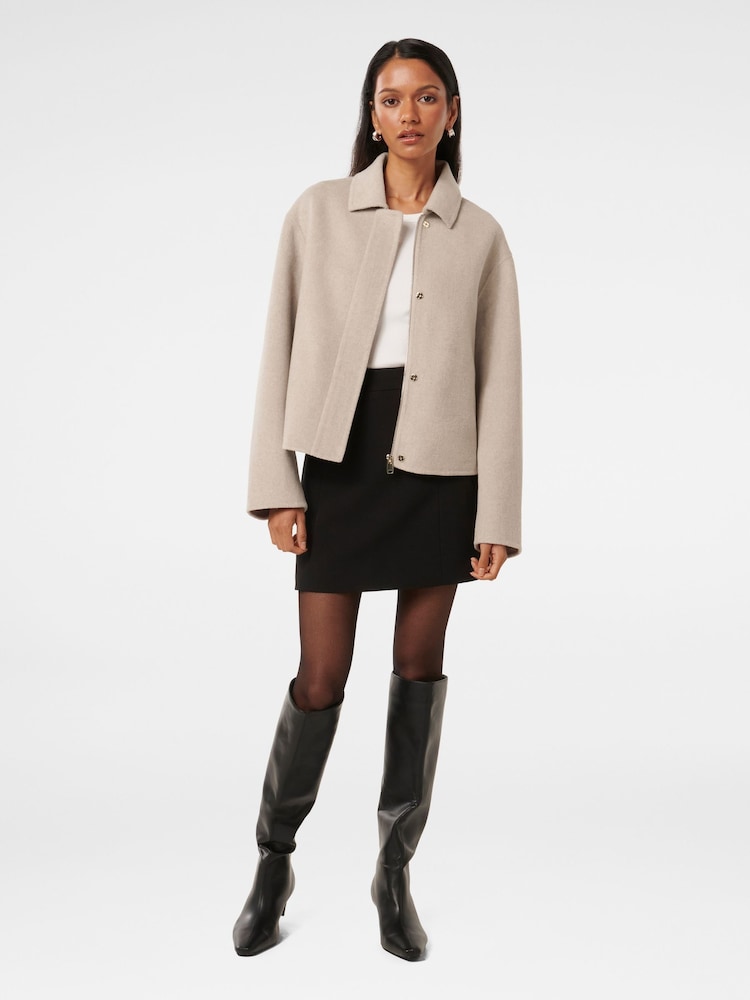 Forever New Cream Eden Petite Zip Through Felled Jacket - Image 5 of 5