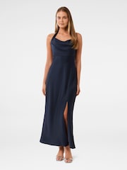 Forever New Blue Alice Halter Neck Satin Maxi Dress - Image 1 of 4