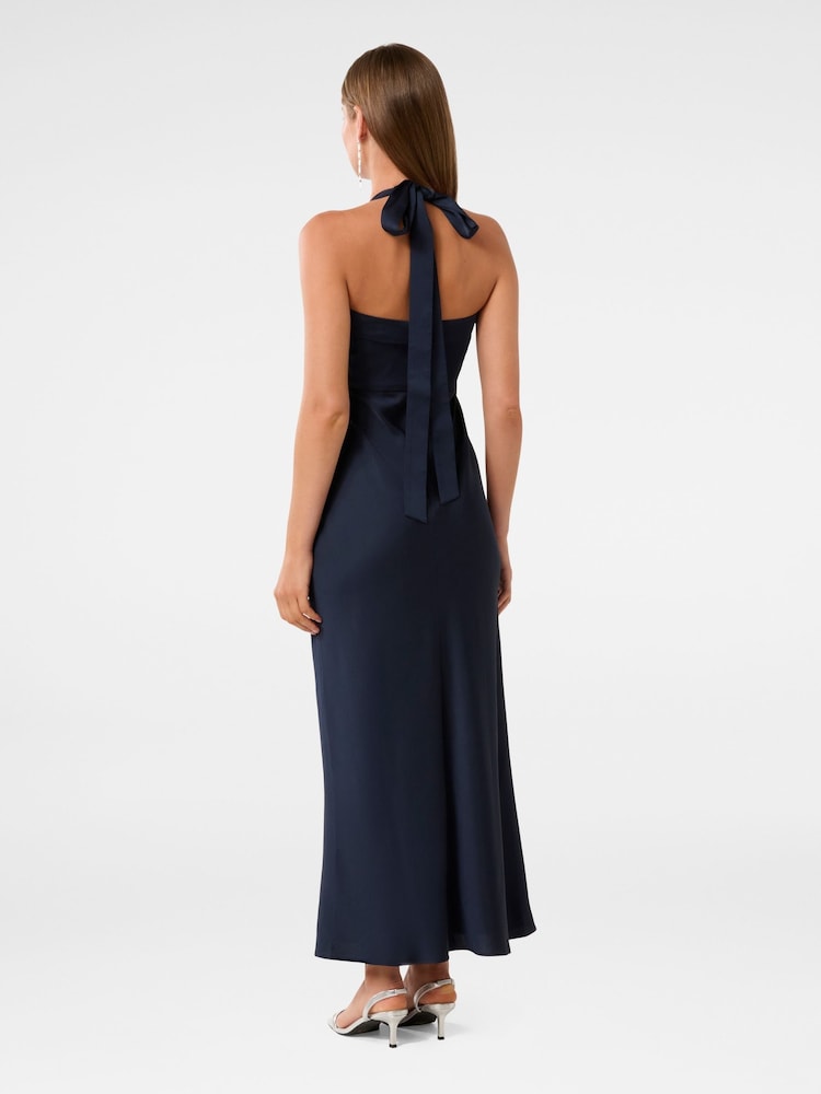 Forever New Blue Alice Halter Neck Satin Maxi Dress - Image 2 of 4