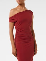Forever New Red Anais Petite Twist Shoulder Mesh Midi Dress - Image 3 of 4