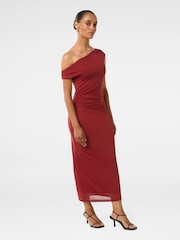 Forever New Red Anais Petite Twist Shoulder Mesh Midi Dress - Image 4 of 4