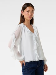 Forever New Light Blue Novi Ruffle Front Blouse - Image 4 of 5