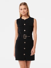 Forever New Black Parker Luxe Utility Mini Dress - Image 1 of 5