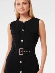 Forever New Black Parker Luxe Utility Mini Dress - Image 3 of 5
