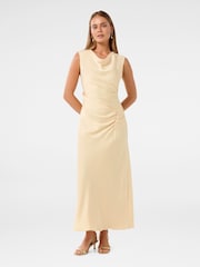 Forever New Cream Ava Draped Satin Maxi Dress - Image 1 of 4