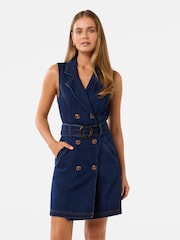 Forever New Blue 100% Cotton Lizzie Denim Blazer Dress - Image 3 of 5