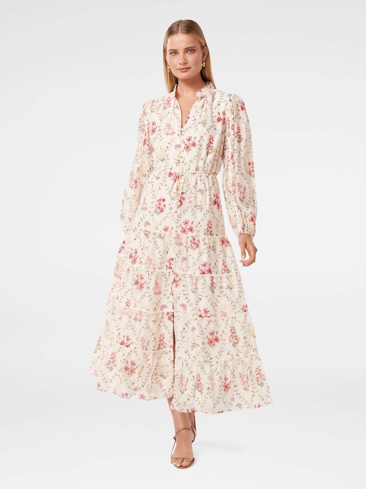 Forever New Pink Jessie Button Down Midi Dress with a Touch of Linen - Image 2 of 5
