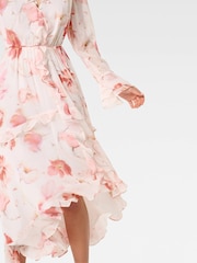 Forever New Pink Kya Long Sleeves Frill Midi Dress - Image 3 of 4