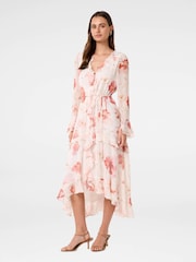 Forever New Pink Kya Long Sleeves Frill Midi Dress - Image 4 of 4