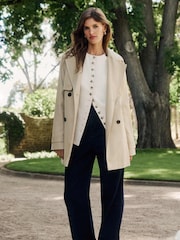 Forever New Cream Rhea Water Resistant Mid Length Trench Coat - Image 1 of 5