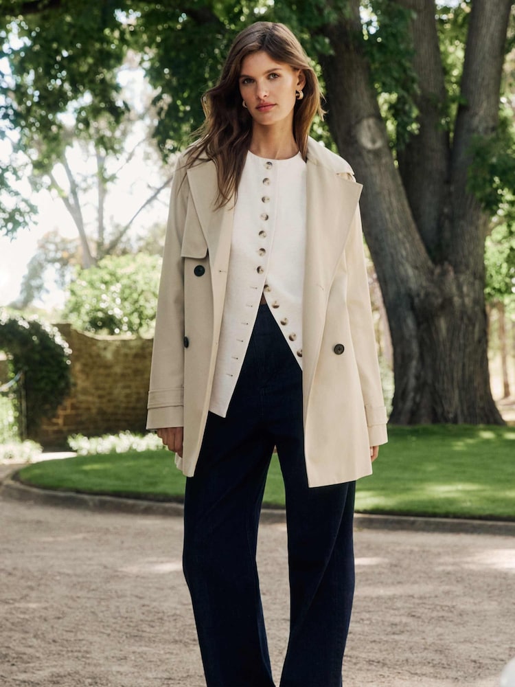 Forever New Cream Rhea Water Resistant Mid Length Trench Coat - Image 1 of 5
