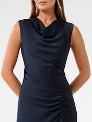 Forever New Blue Ava Draped Satin Maxi Dress - Image 3 of 4