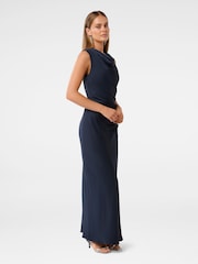 Forever New Blue Ava Draped Satin Maxi Dress - Image 4 of 4