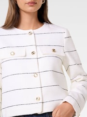 Forever New White Lila Stripe Boucle Jacket - Image 3 of 5