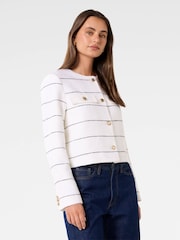 Forever New White Lila Stripe Boucle Jacket - Image 4 of 5