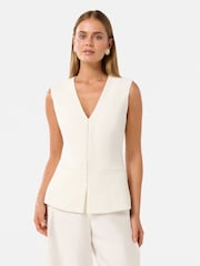 Forever New White Hattie Hook and Eye Waistcoat - Image 1 of 5