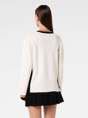 Forever New White Rose Striped Trim Sweater - Image 2 of 5