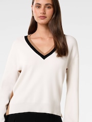 Forever New White Rose Striped Trim Sweater - Image 3 of 5