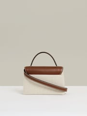 Reiss Neutral Kinsley Linen Canvas Top Handle Bag - Image 3 of 5