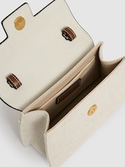 Reiss Neutral Kinsley Linen Canvas Top Handle Bag - Image 4 of 5