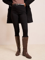 Friends Like These Chocolate Brown Knee High Buckle Rider Faux Leather Boots - Image 2 of 4
