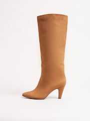 Friends Like These Camel Standard fit Mid Heel Smart Knee High Shaft Long Boots - Image 5 of 5