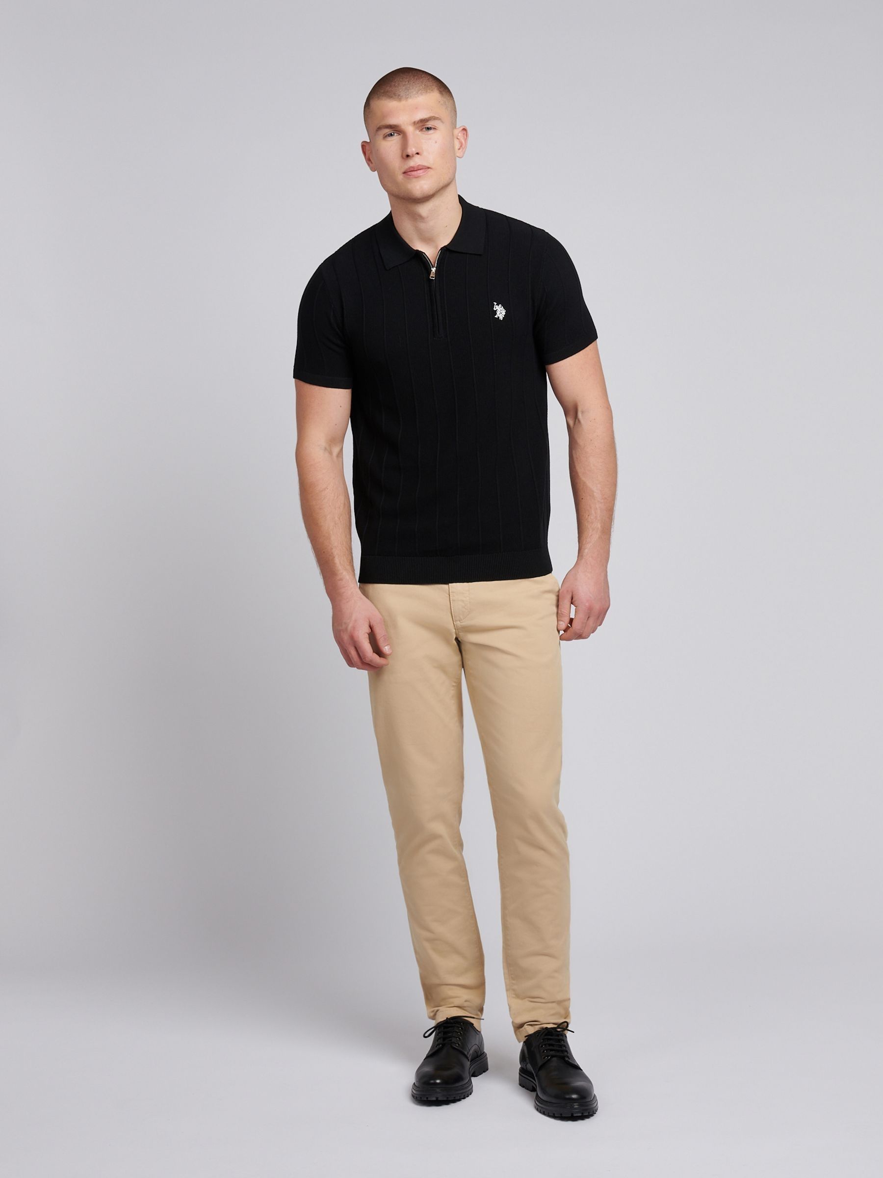 Buy U.S. Polo Assn. Black Mens Zip Knit Polo Shirt from Next USA