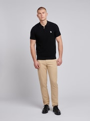 Schwarz - U.S. Polo Assn. Mens Zip Knit Polo Shirt - Bild 3 von 7