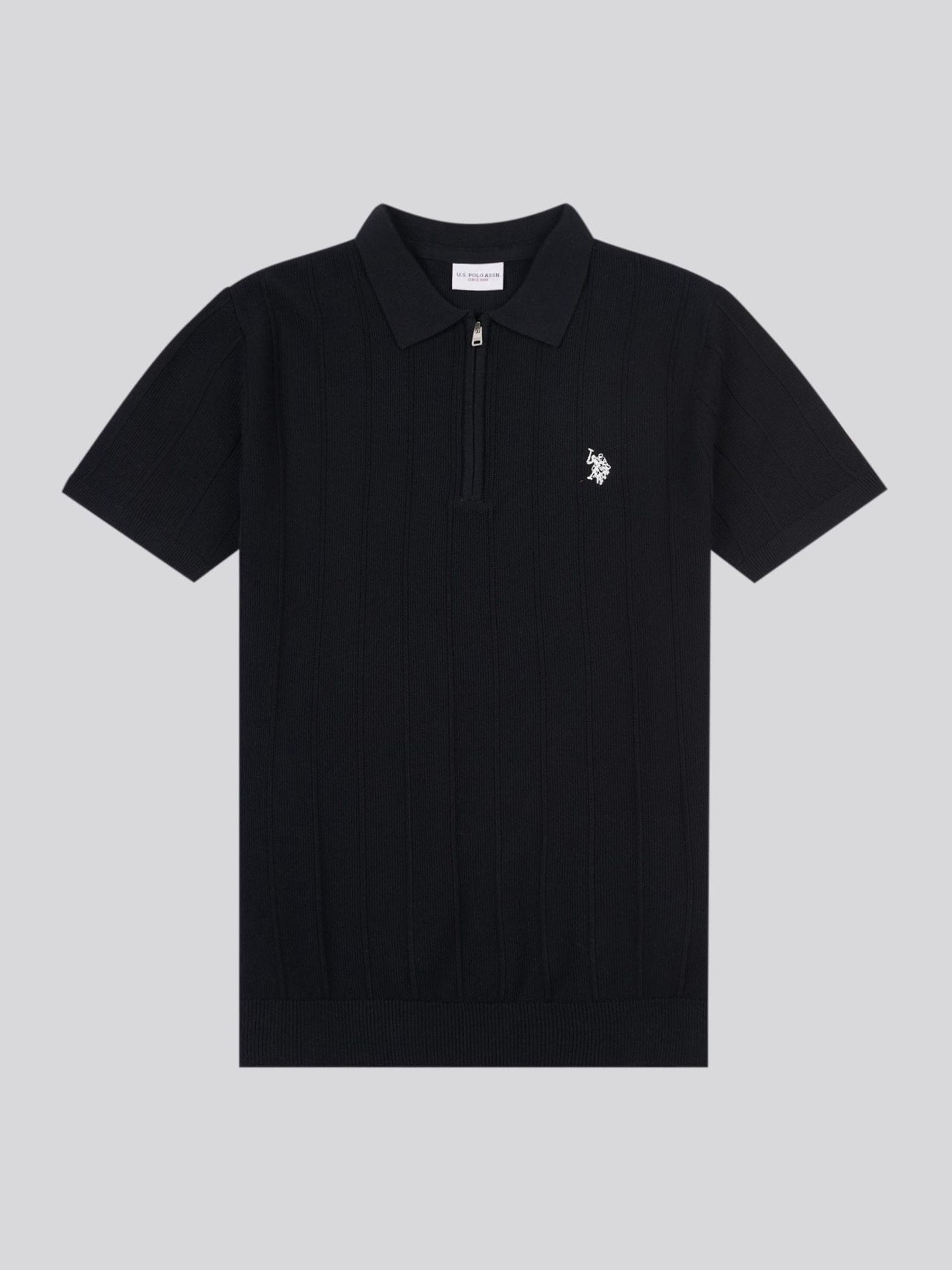 Buy U.S. Polo Assn. Black Mens Zip Knit Polo Shirt from Next USA