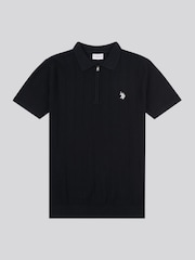 Schwarz - U.S. Polo Assn. Mens Zip Knit Polo Shirt - Bild 5 von 7