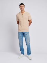 U.S. Polo Assn. Natural Mens Zip Knit  Polo Shirt - Image 3 of 7