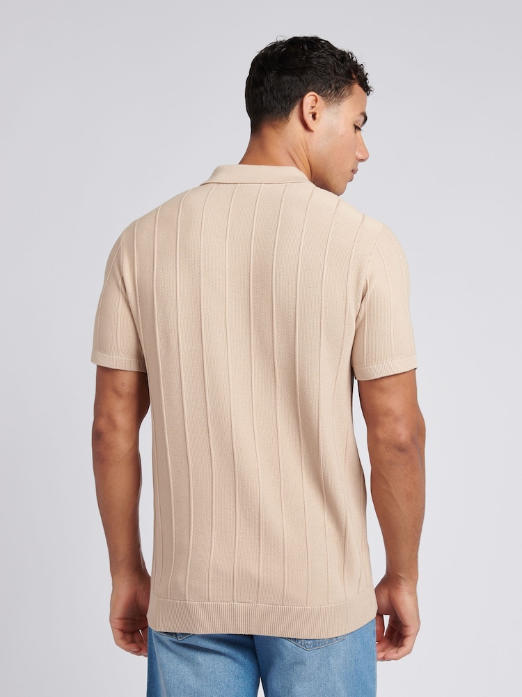 U.S. Polo Assn. Natural Mens Zip Knit  Polo Shirt - Image 4 of 7
