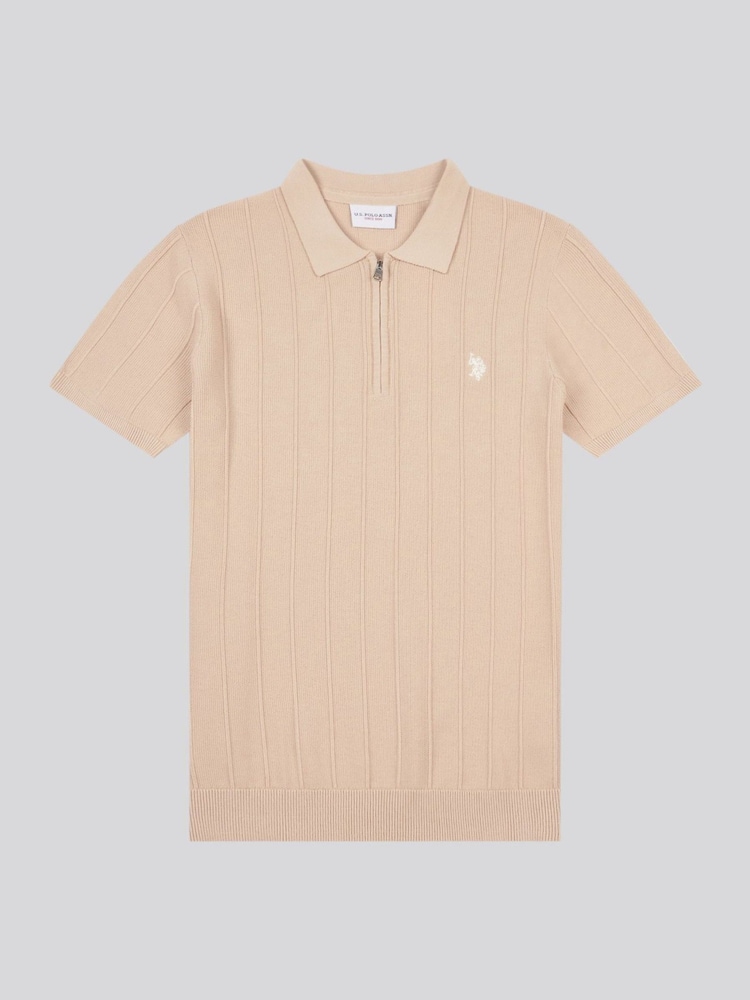 U.S. Polo Assn. Natural Mens Zip Knit  Polo Shirt - Image 5 of 7