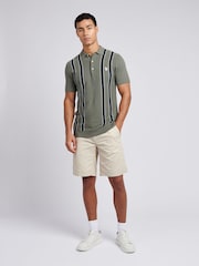 U.S. Polo Assn Green Mens Vertical Stripe Knit Polo Shirt - Image 3 of 4