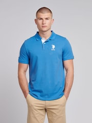 U.S. Polo Assn Blue Mens Player 3 Pique Polo Shirt - Image 1 of 8
