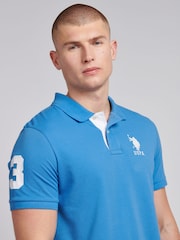 U.S. Polo Assn Blue Mens Player 3 Pique Polo Shirt - Image 2 of 8
