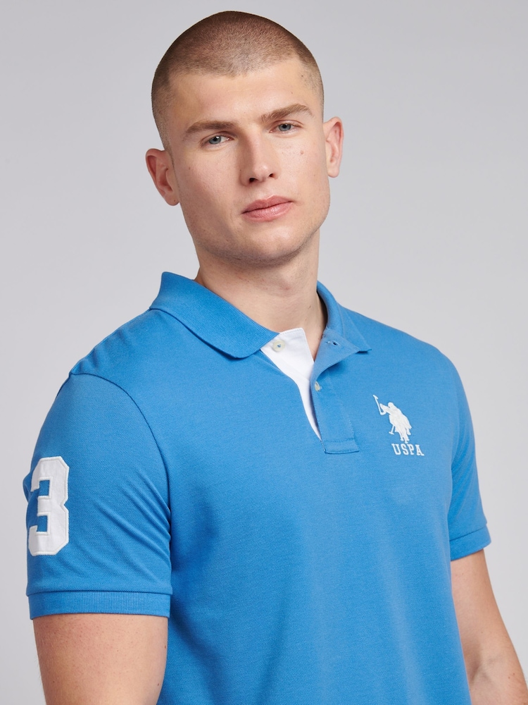 U.S. Polo Assn Blue Mens Player 3 Pique Polo Shirt - Image 2 of 8