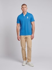 U.S. Polo Assn Blue Mens Player 3 Pique Polo Shirt - Image 3 of 8