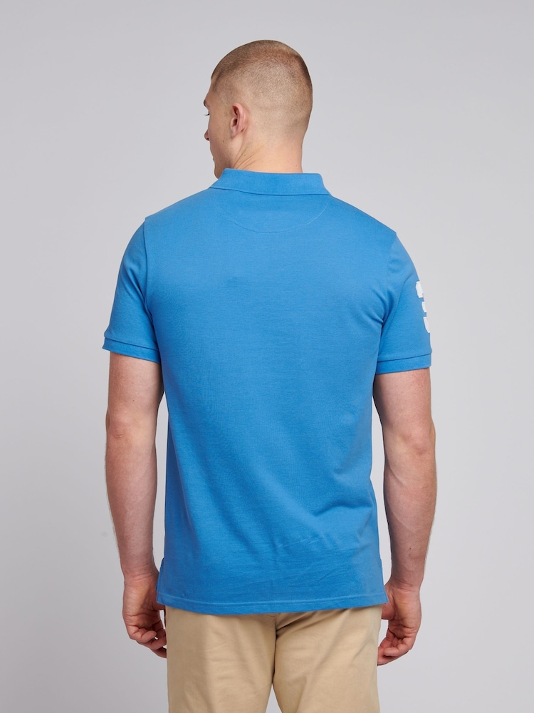 U.S. Polo Assn Blue Mens Player 3 Pique Polo Shirt - Image 4 of 8