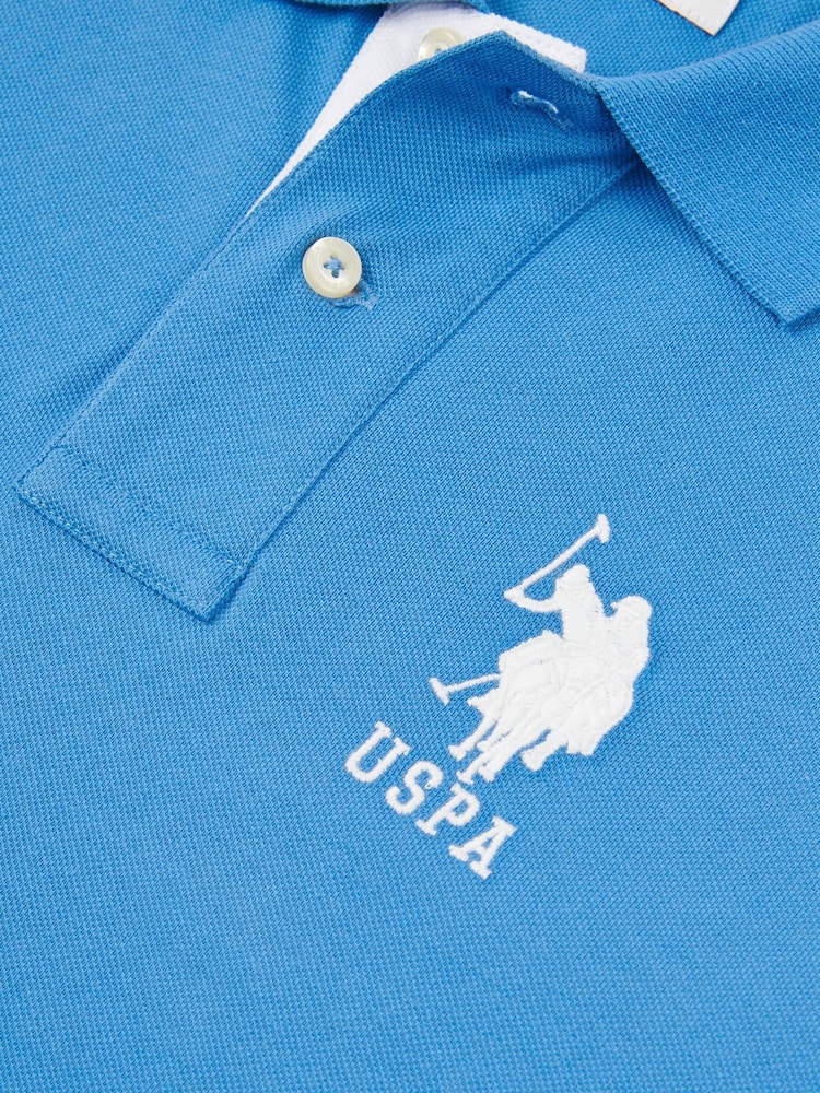U.S. Polo Assn Blue Mens Player 3 Pique Polo Shirt - Image 7 of 8