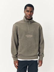 Neutral Stone Back Graphic Quarter Zip Neck Fleece - Image 1 of 10