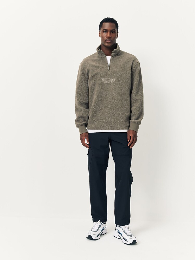 Neutral Stone Back Graphic Quarter Zip Neck Fleece - Image 2 of 10