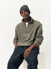 Neutral Stone Back Graphic Quarter Zip Neck Fleece - Image 4 of 10
